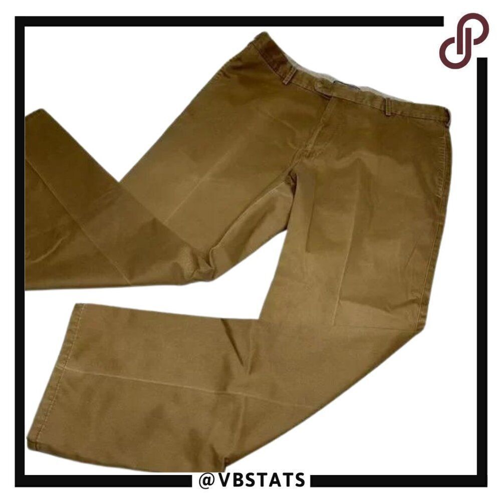 Peter Millar Twill Pima Cotton Pants Size‎ 36Wx30L Flat Front Zip British Tan